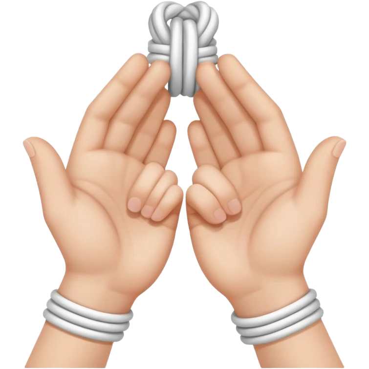 both hands tied together with a white rope emoji