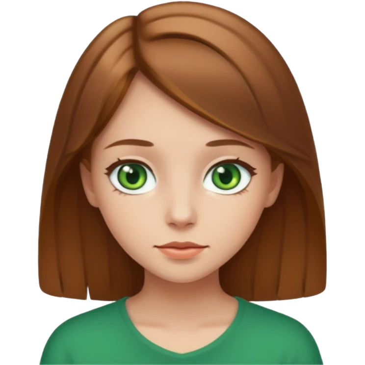 Very light brown haired gorl with green eyes  emoji