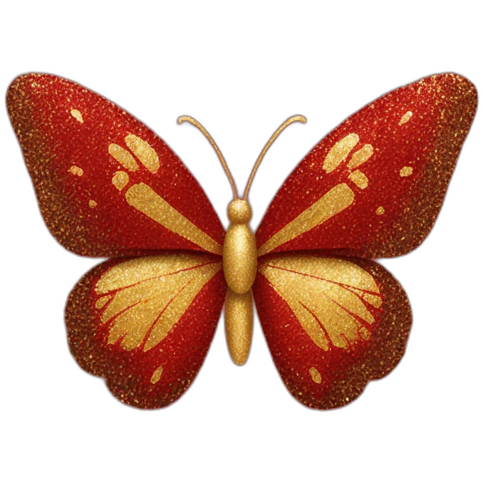 red and gold glitter butterfly emoji