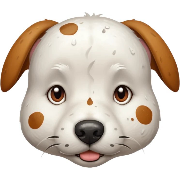 very dirty white dog face  emoji