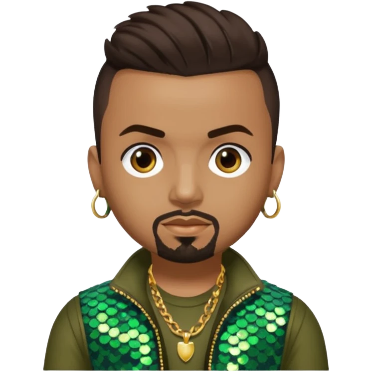 Sean Paul with dark brown hair, olive sequin outfit emoji