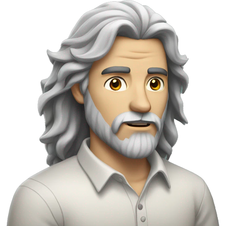 white man who's half wolf with a beard and long hair emoji