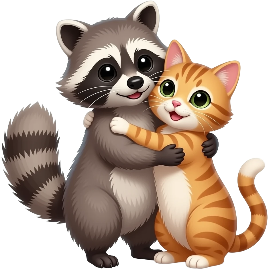 raccoon is hugging hot, sexy cat emoji