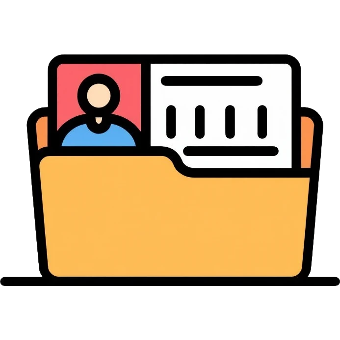 Portfolio folder with resume and charts emoji