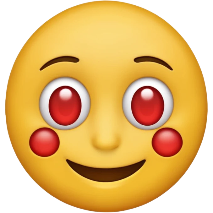 Make a yellow emoji smiling with red and tired eyes, under his nose there are white powder emoji