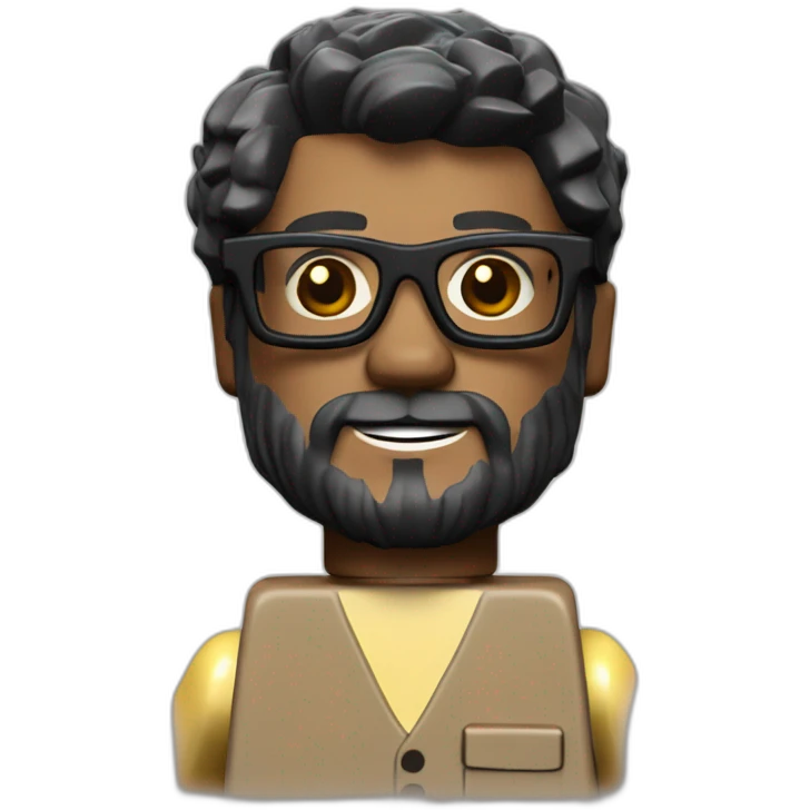 Lego minifig with black goat beard, wearing glasses, light brown skin emoji