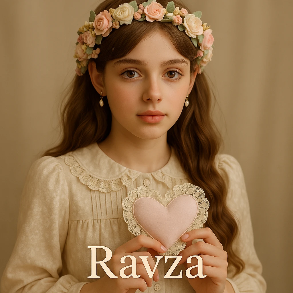 Add a floral headband to the 15 year old girl named Ravza, in a coquette style, keeping soft features and pastel colors. Maintain the original look and softness of the image. emoji