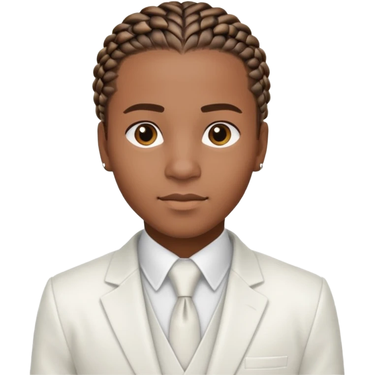 a young black guy with cornrow braids wearing a full white suit emoji