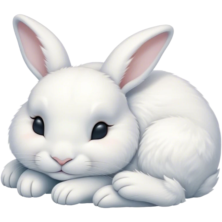 Meme-Worthy Cute Sleeping White Rabbit Portrait Emoji, Head resting peacefully with a contented smile, showcasing a delightfully compact build and a luxuriously soft pure white fur, eyes shut in a serene nap, Simplified yet hilariously adorable features, highly detailed, glowing with a soft, drowsy light, high shine, relaxed and utterly lovable, stylized with an air of playful laziness, bright and heartwarming, soft glowing outline, capturing the essence of a comically sleepy bunny, so meme-worthy it feels like it could instantly become the next viral sensation of adorable slumber! emoji