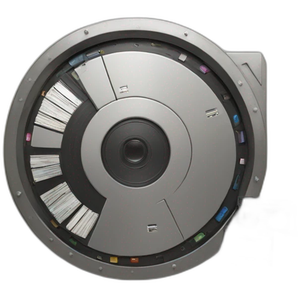 a vault around vault door with vintage VHS tapes around it emoji
