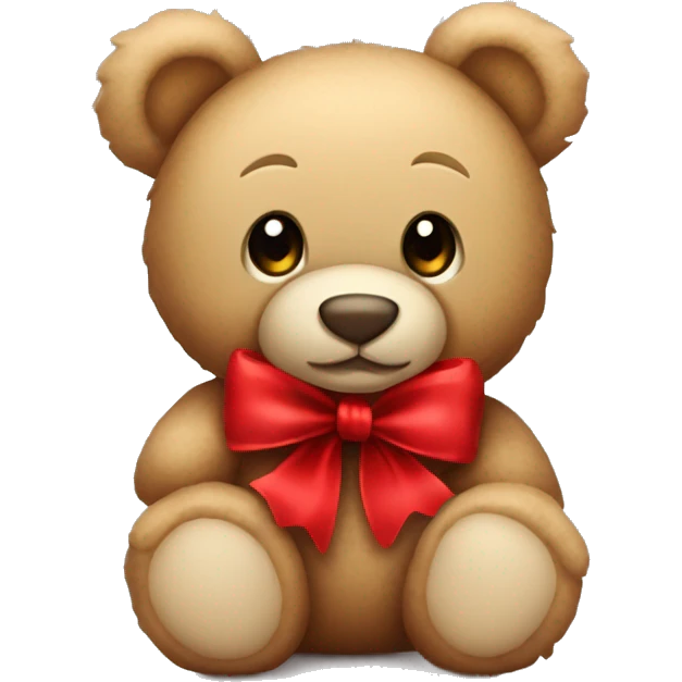 Teddy bear with red bow with a rose emoji