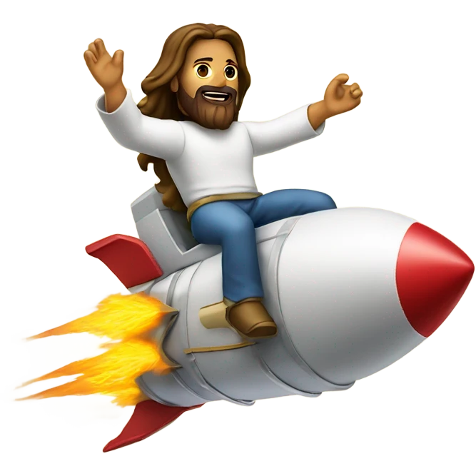 Jesus riding a rocket ship boom! emoji