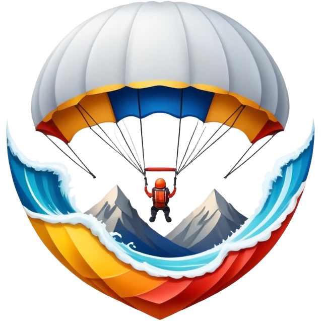 A bold emblem featuring a combination of symbols representing various extreme sports, like a mountain peak, a parachute, and a wave. The design is dynamic and sharp, capturing the thrill and adventure of extreme sports, with a strong, energetic vibe. emoji