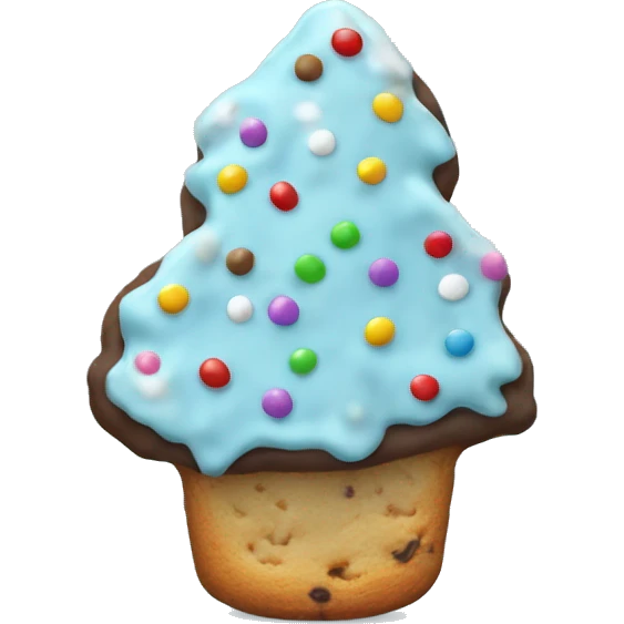 Light blue chocolate chip cookie with sprinkles Christmas  emoji