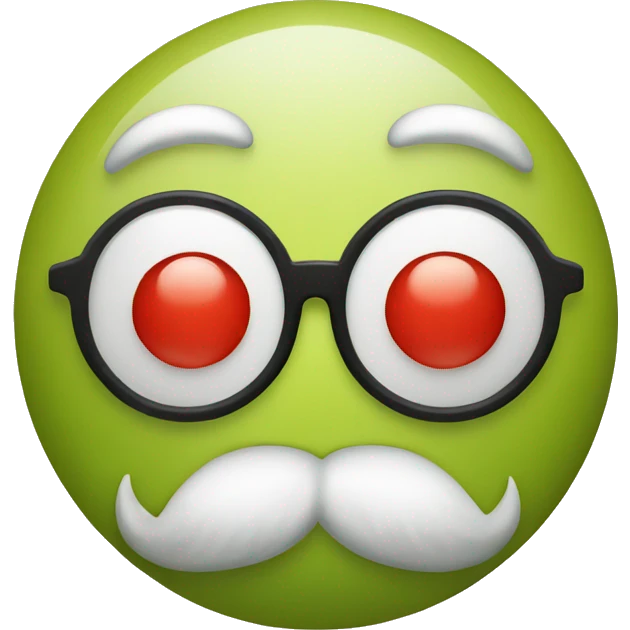round fruit with glasses and beard emoji