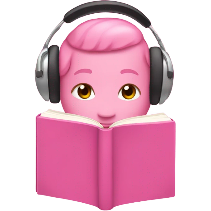 Pink Book with pink head phones and bow emoji