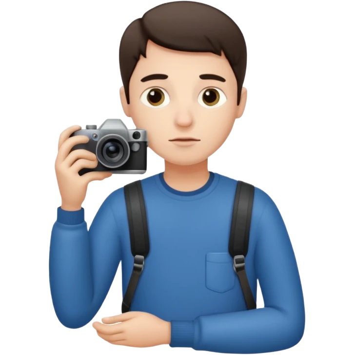 “A photographer sits quietly, camera in hand, lost in deep worries that even his lens can’t capture.” emoji