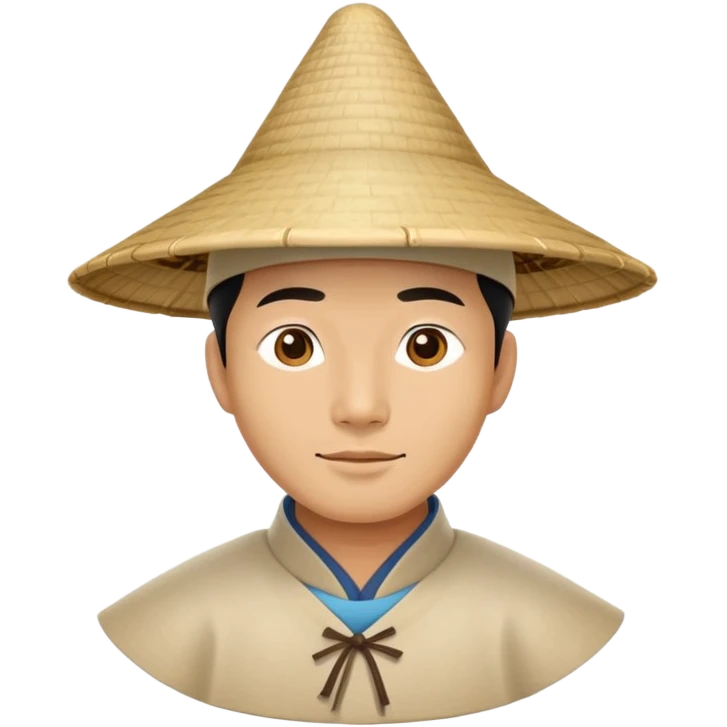 man with Chinese cap, traditional Asian conical hat emoji