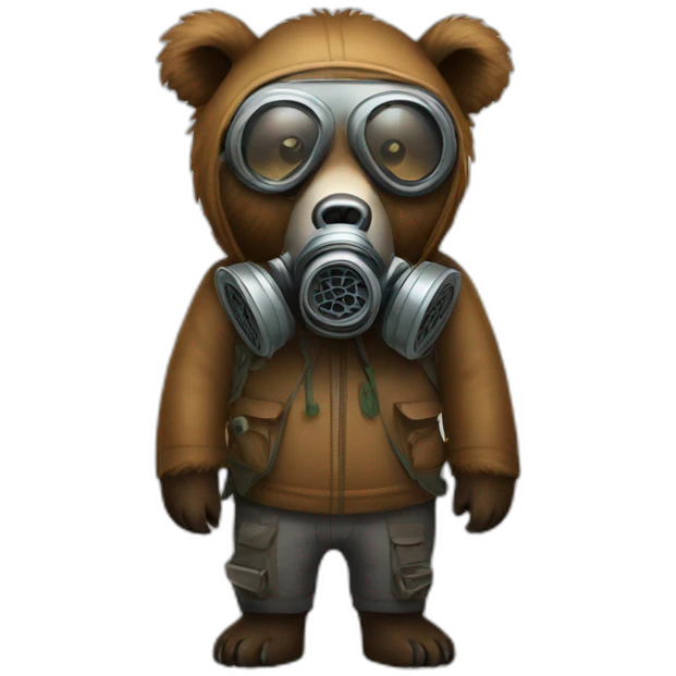 grizzly bear with gas mask emoji