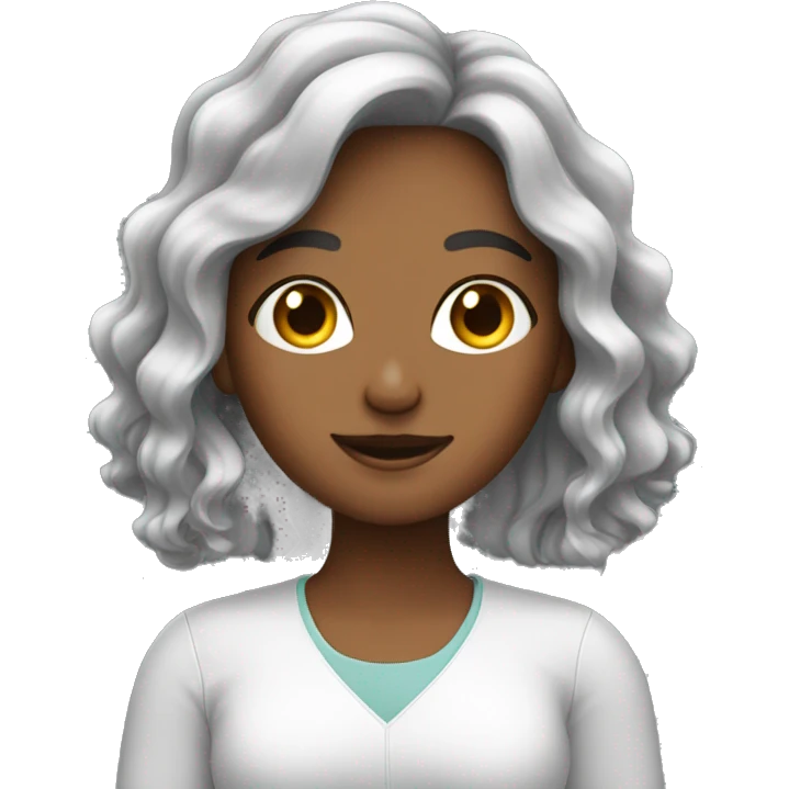 A girl working with wave hair in laptop emoji