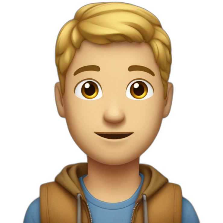 Un garçon qui a le bras gauche plier devant sa tête et le bras droit tendue à droite de sa tere emoji