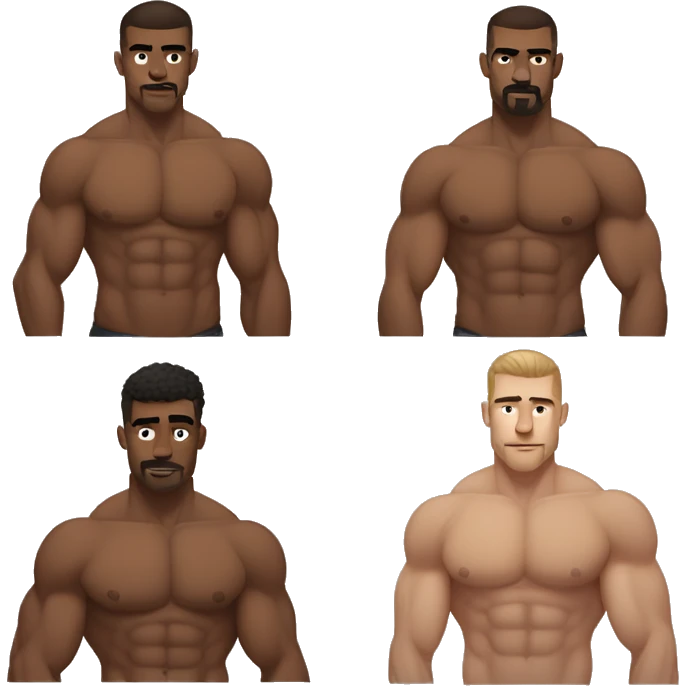 White skin, Shirtless, brown hairy chest, Bodybuilder, biceps, high and tight military haircut emoji