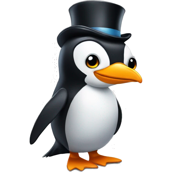 Penguin with tophat emoji
