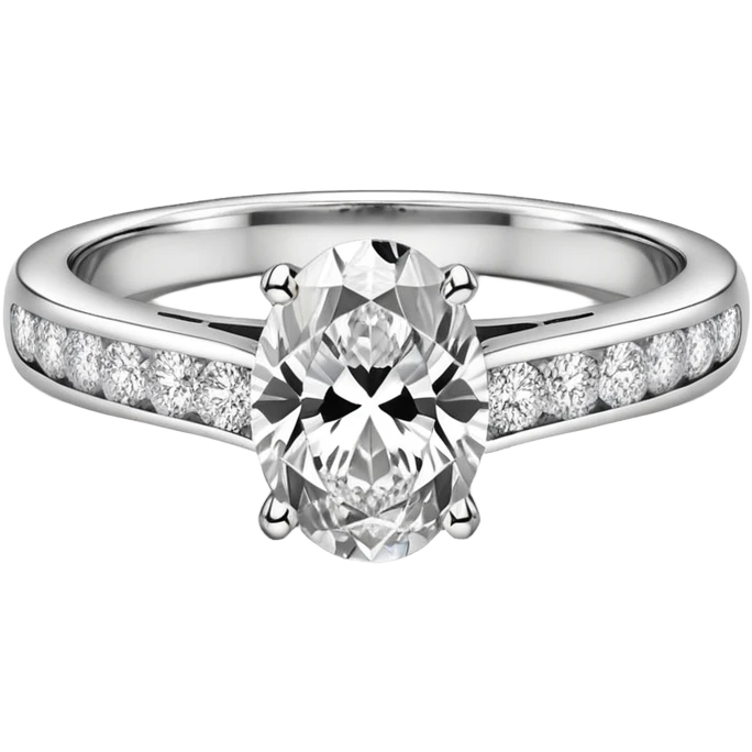 Oval Engagement ring diamond channel set band  emoji