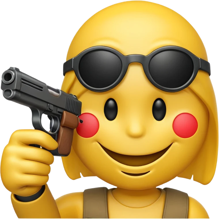 Yellow smiley face holding gun pointing towards screen emoji