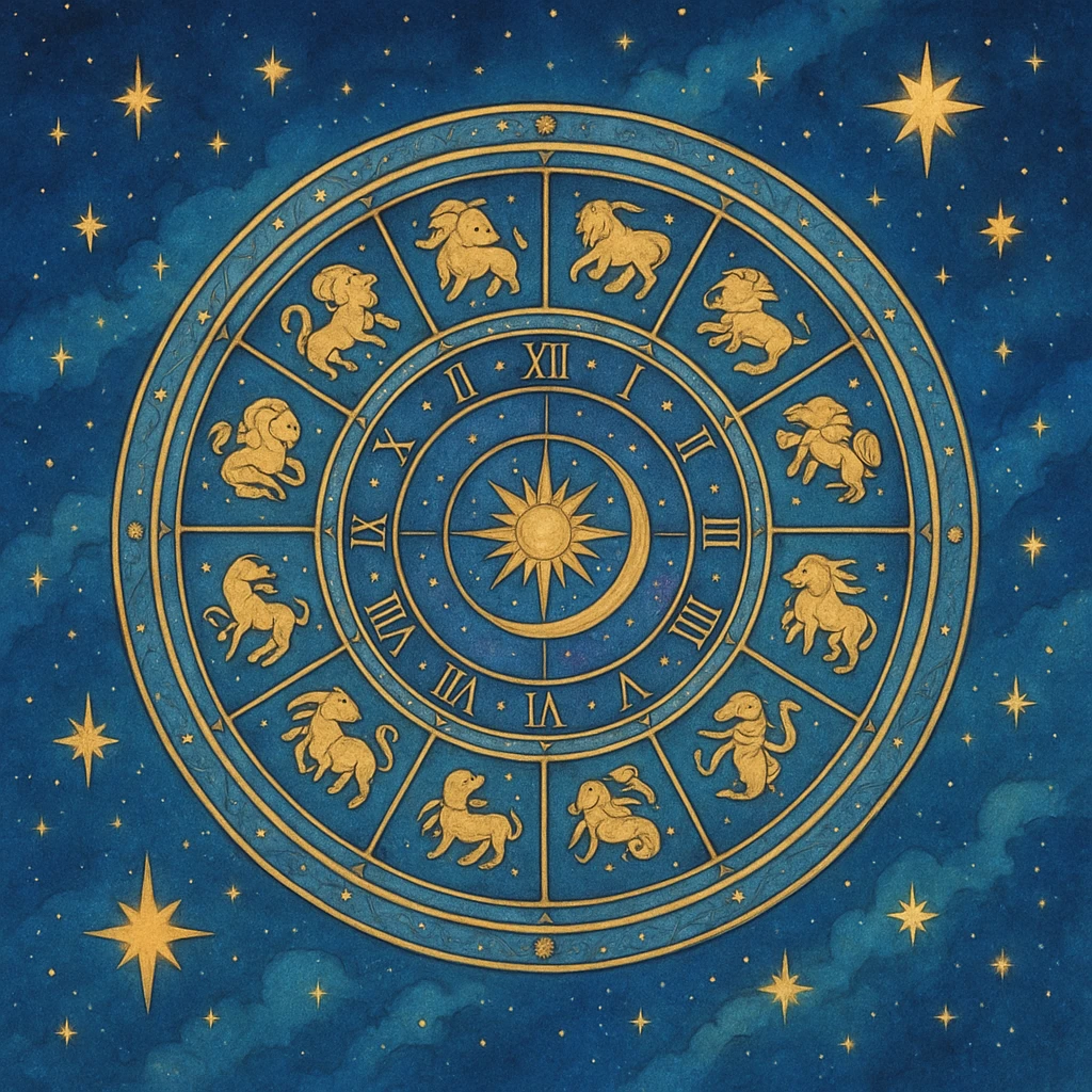 dreamy and magical astrology wheel with stars, celestial vibe emoji