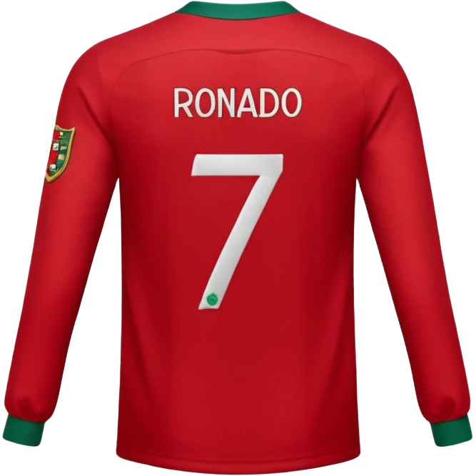 red Portugal football shirt with Ronaldo 7 on the back emoji