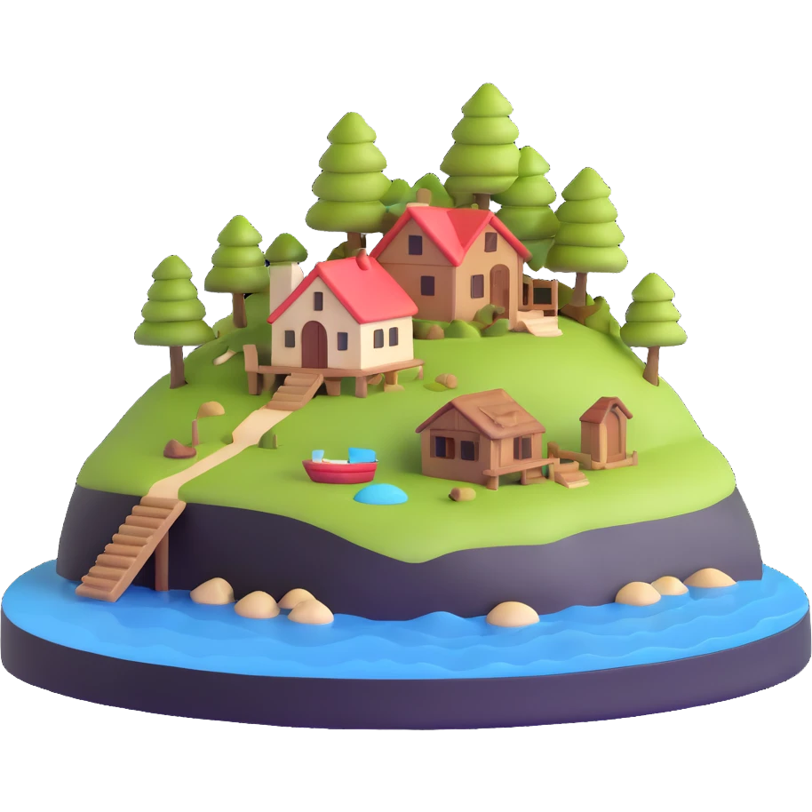 miniature island with little house emoji