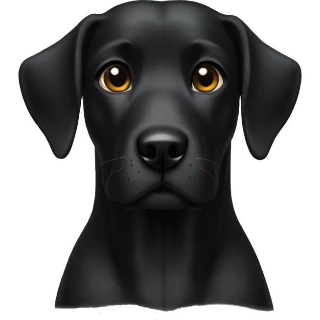 Full black dog with big up ears  emoji