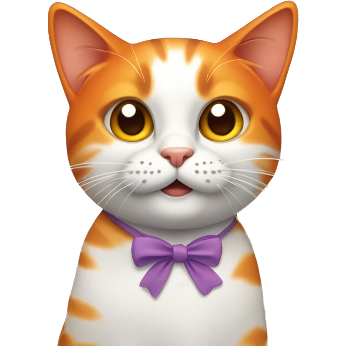 CAT whit and Orang fleckig wiht a schleife emoji