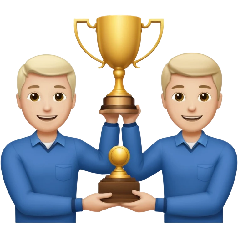 winner ceremony with one guy handing another guy a trophy emoji
