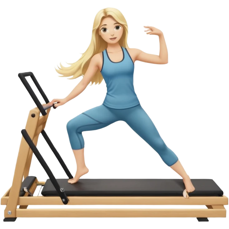 long haired blonde pilates instructor teaching reformer emoji