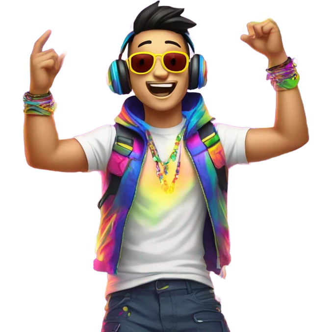 Asian guy at a raves  emoji