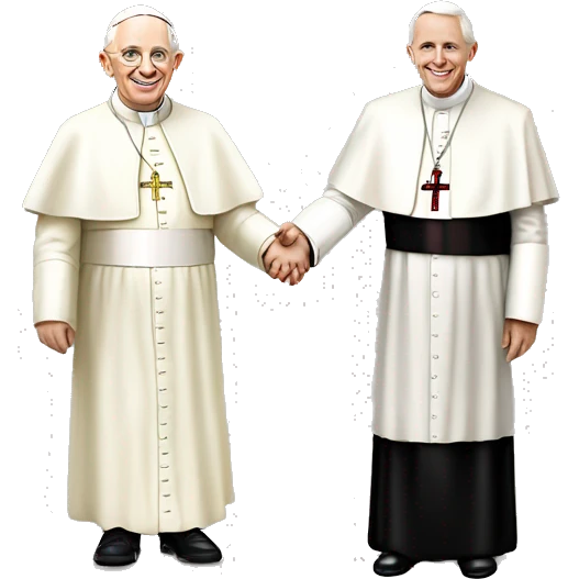 Pope John Paul holding hands with pope Benedict  emoji