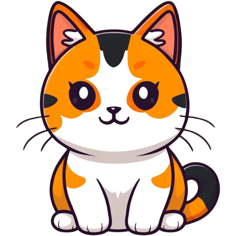 calico cat with orange, black and white fur emoji