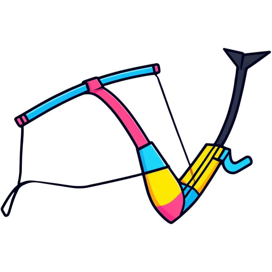 A colorful Y-shaped slingshot with elastic band emoji