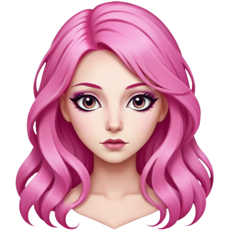 pretty long and pink hair baddie with eyeliner  emoji