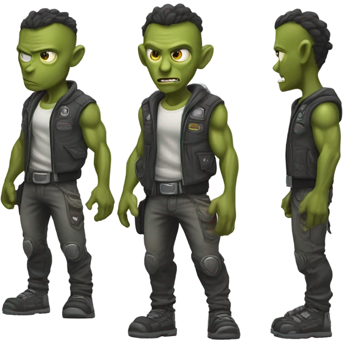 alien thug full, front and back view emoji
