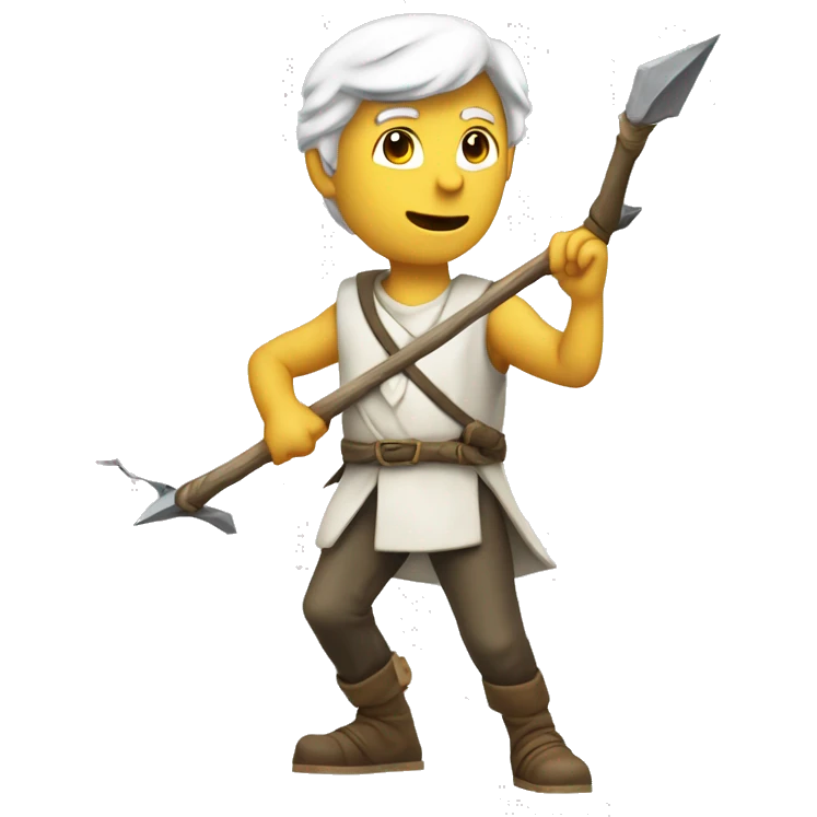Personnage blanc qui marche en direction d'une fleche qui est en bas de lui emoji