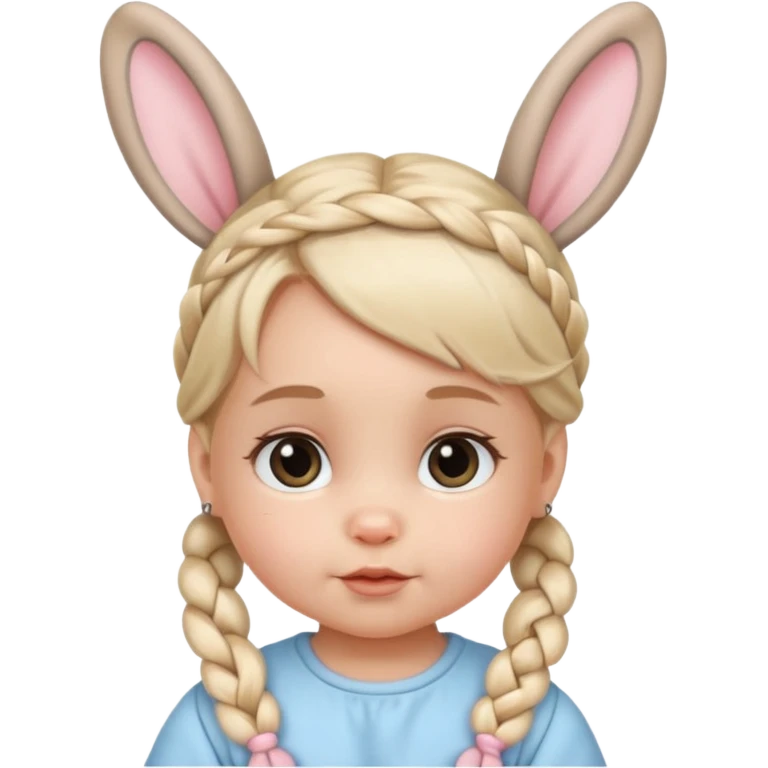 bunny ear accessory wearing baby braided hair emoji