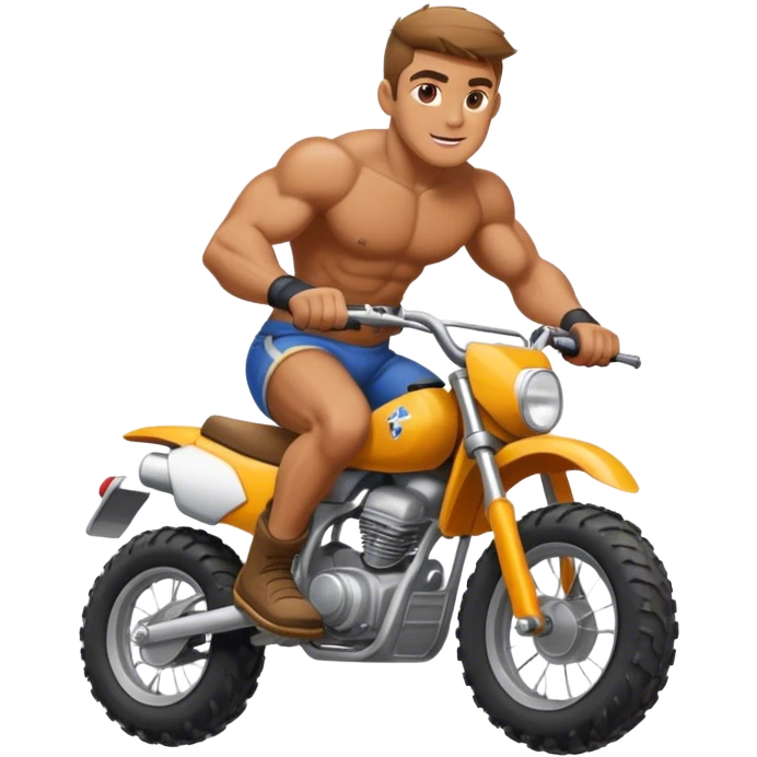 big huge buff man riding a small dirt bike  emoji