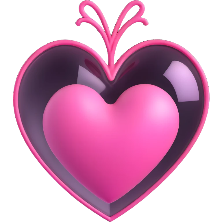 3D emoji style pink heart with frosted glass effect emoji