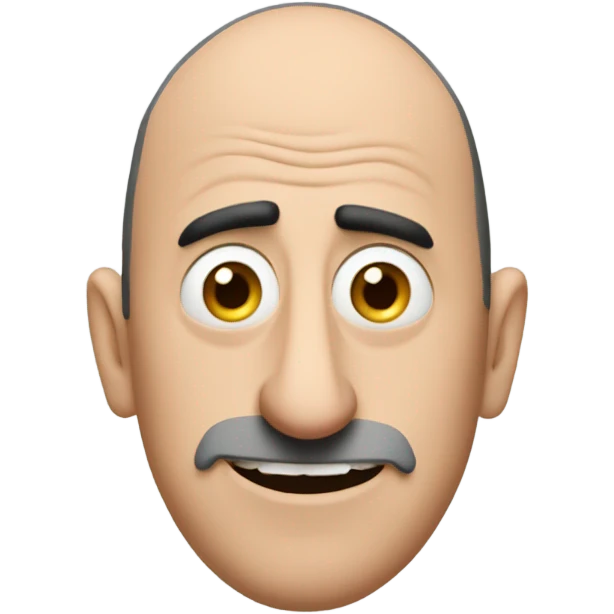 Gru from despicable me. short round man with long pointy nose. emoji
