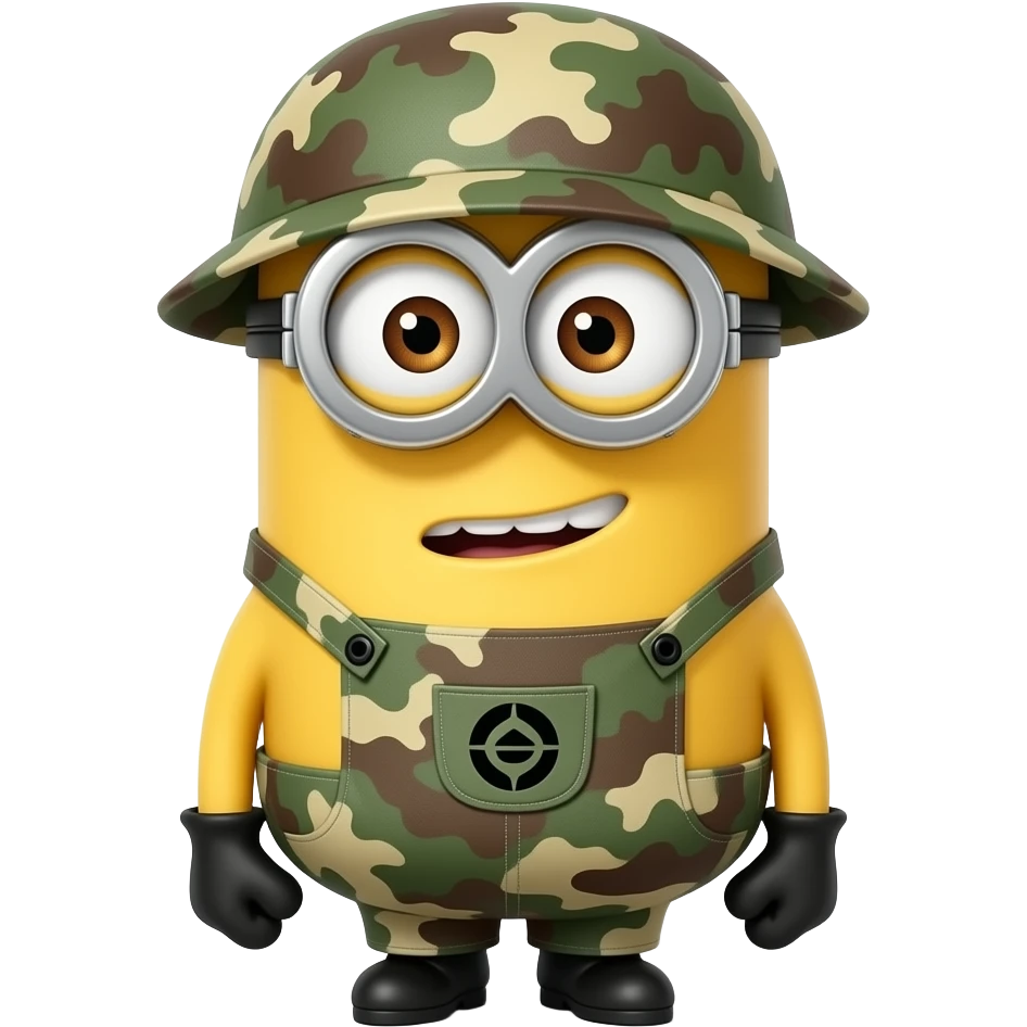 minion wearing army fatigues in time out emoji