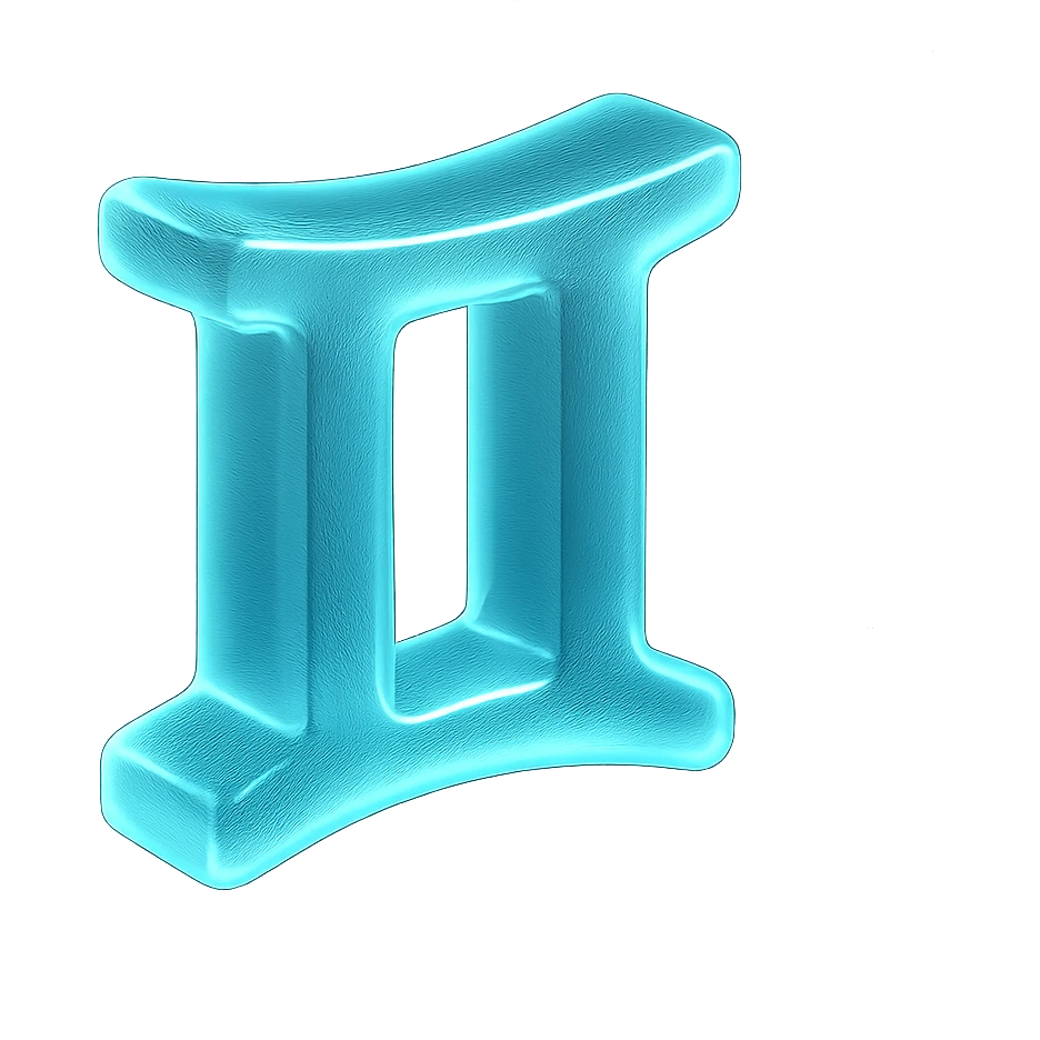 "A minimalistic glowing zodiac symbol ♊, centered on a dark cosmic background, symbol color #00d9ff, clean design, modern and luminous" emoji