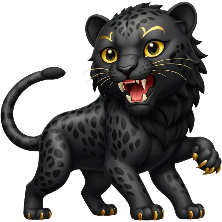 winged black leopard roaring emoji